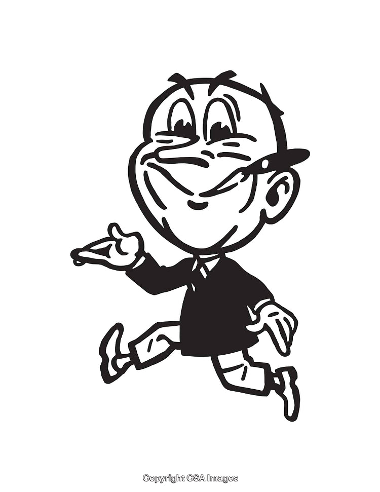 Black And White Illustration of a Character in Dynamic Motion