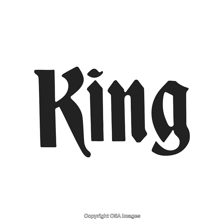 Bold Black Typeface Text Representing the Word 'King' in Blackletter Style