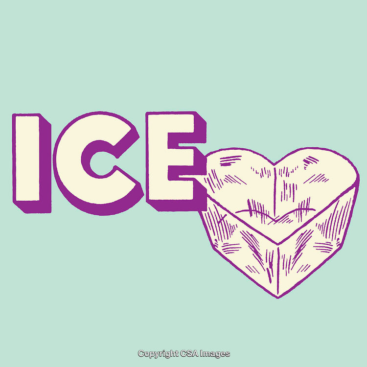 Colorful Line Art Design Featuring Ice Text and Heart Shape