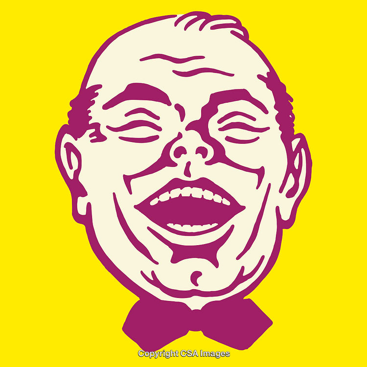 Vibrant Color Line Art of a Laughing Face Icon on Yellow