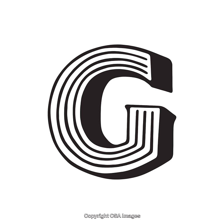 Stylized Letter G with a Distinct Geometric Design in Black