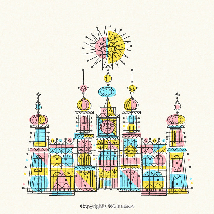 Colorful Geometric Illustration Of A Palace With Stylized Symmetry