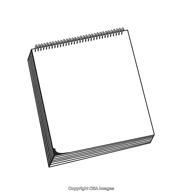 Black and White Line Art Illustration of Spiral Notepad