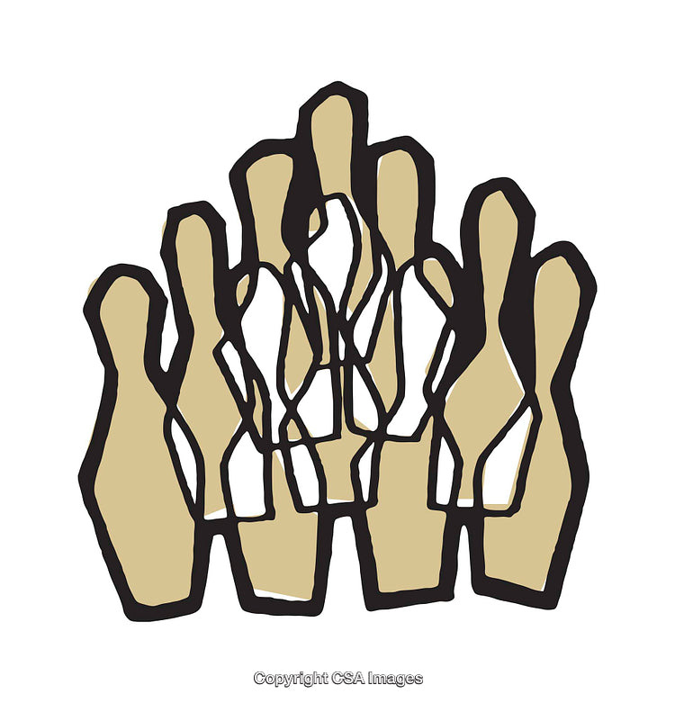 Stylized Illustration of Grouped Abstract Figures in Earth Tones