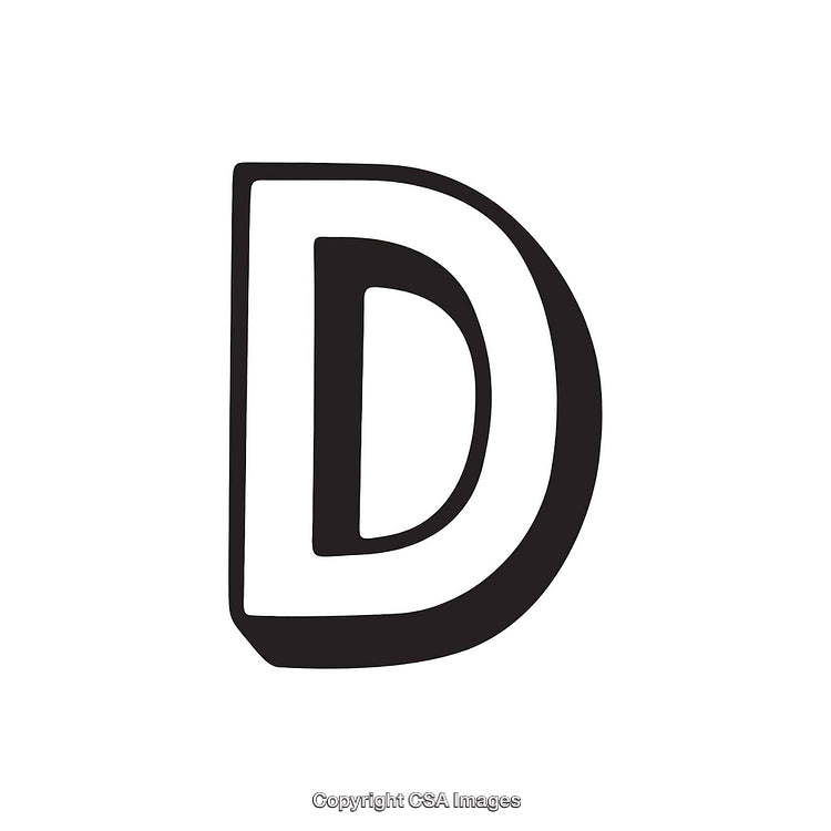 Bold Black And White Letter D Design Illustration