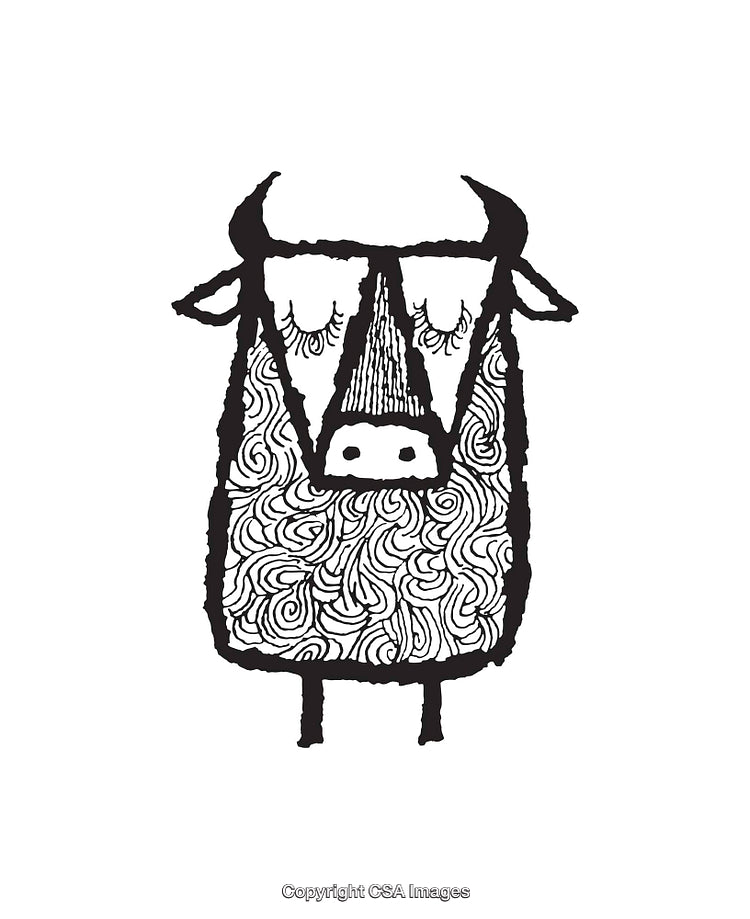 Artistic Line Art Illustration of a Bull With Intricate Patterns
