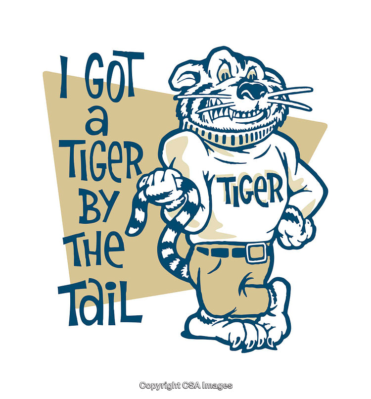 Retro Style Illustration of a Cartoon Tiger With Bold Text Design