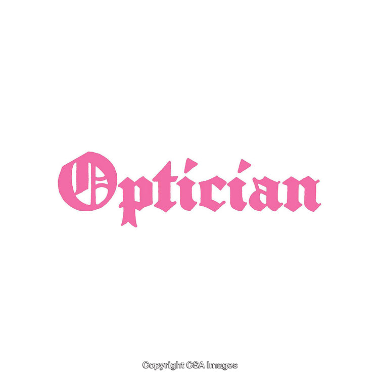Pink Lettering Design Displaying the Word 'Optician' with Gothic Font Style