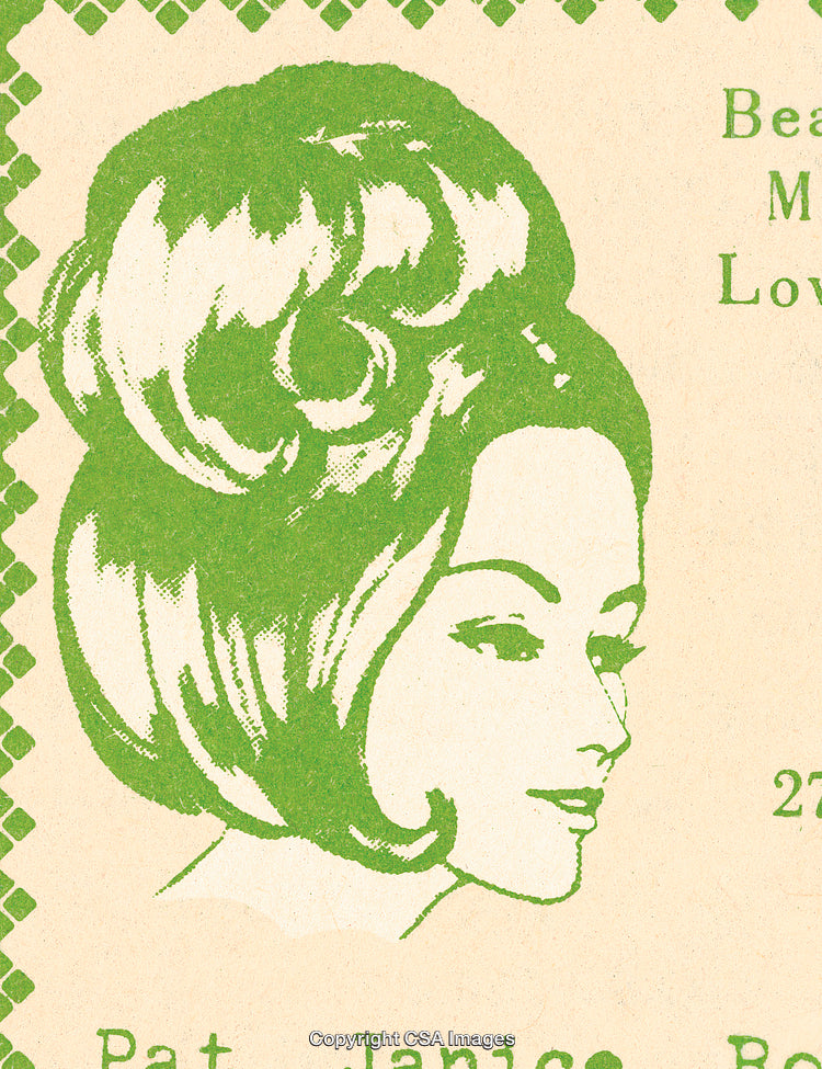 Vintage Illustration of a Woman with a Stylish 1960s Hairdo