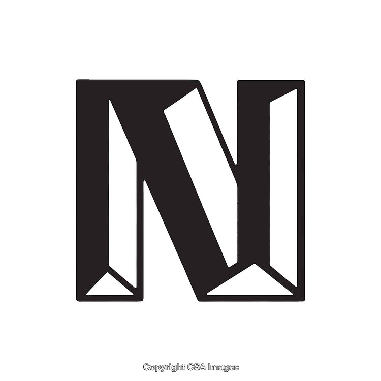 Bold and Stylized Letter N Design with Geometric Elements