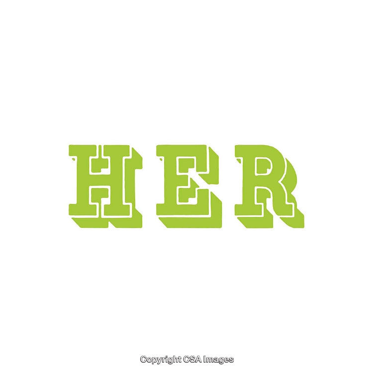 Bold Green HER Text on White Background with Unique Typography