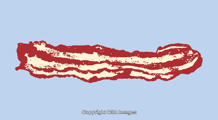 Illustration of Crispy Bacon Strip on Light Blue Background