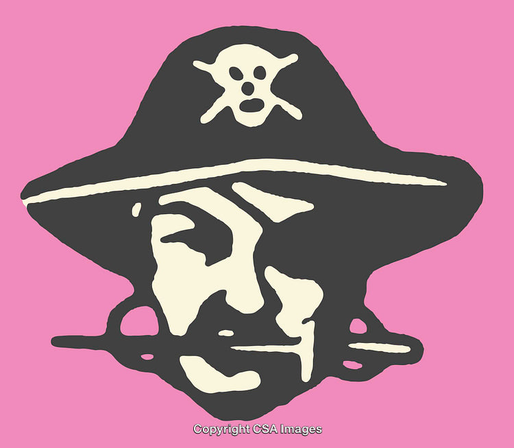 Colorful Pirate-Themed Line Art Design Featuring a Skull and Hat
