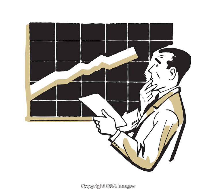 Businessman Analyzing Statistical Graph and Performance Trends