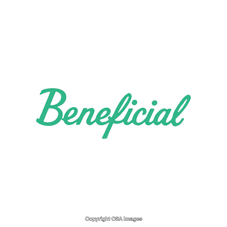 Green Script Text Displaying the Word 'Beneficial' on White Background