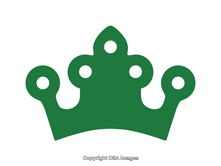 Simple Green Crown Icon With Circular Details On a White Background