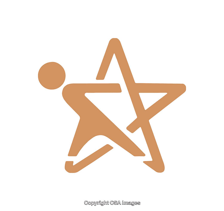 Abstract Figure Intertwined With Star Icon in Solid Brown Design