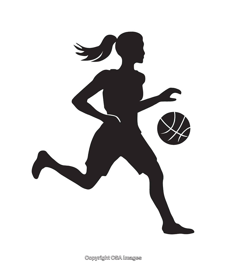 Silhouette of a Basketball Player Dribbling the Ball in Action Pose