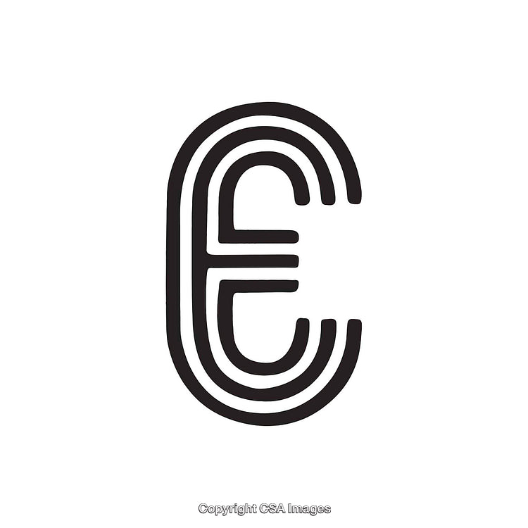 Stylized Black and White Representation of the Letter E
