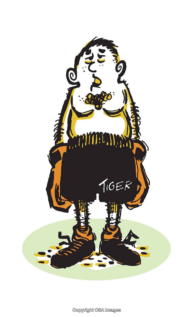 Cartoon Character in Oversized Boxing Gloves Illustration