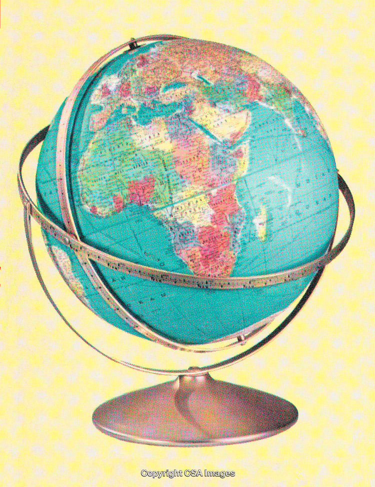Vintage Globe Showing World Map with Focus on Africa