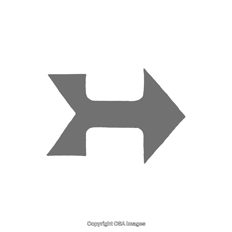 Bold Gray Arrow Symbol on a Plain White Background