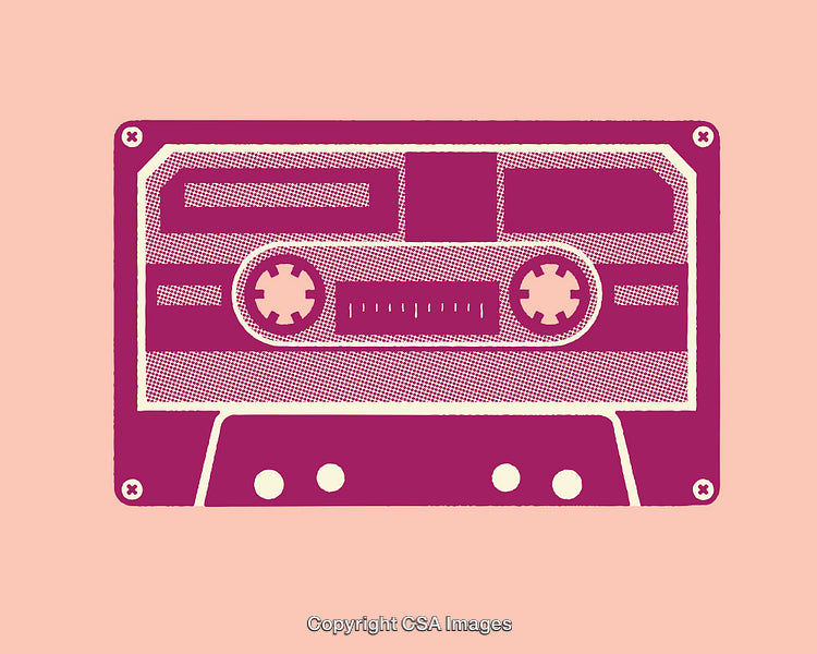 Vintage Style Cassette Tape Illustration in Retro Color Design