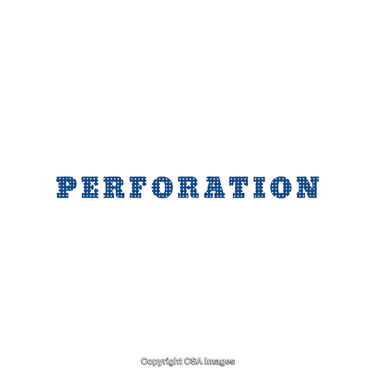 Word Perforation Illustrated on a Minimalistic Background in Blue Font