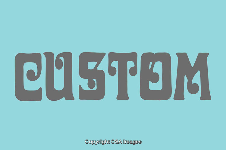 Retro Custom Text Design in Psychedelic Style on Light Blue Background