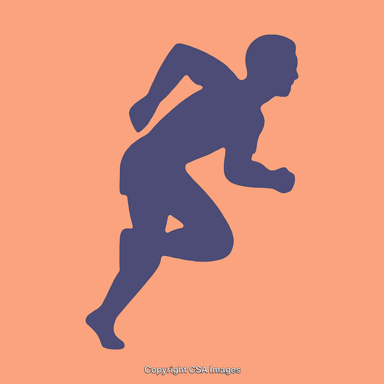 Silhouette Illustration of a Person Running on a Monochromatic Background