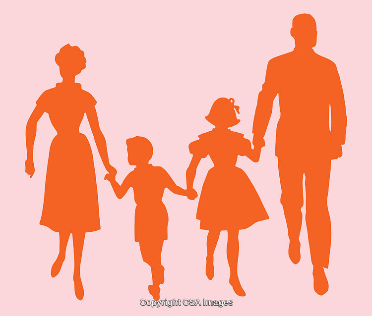 Silhouette Illustration of a United Family Holding Hands