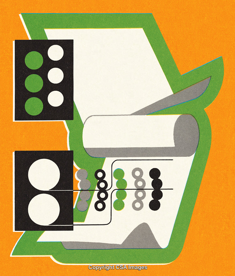 Abstract Geometric Design of Colorful Shapes and Technology Icons