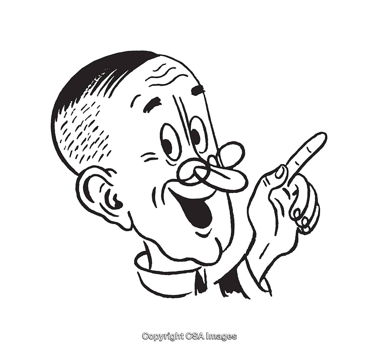 Black and White Line Art of A Smiling Character in a Joyful Pose