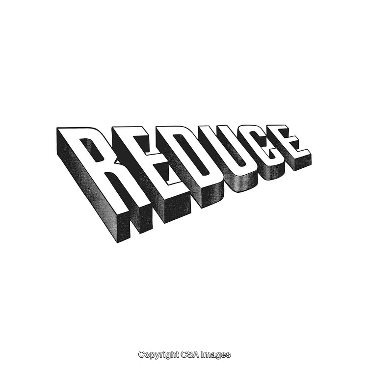 Bold 3D Black Text Design Emphasizing the Word 'Reduce' in Perspective