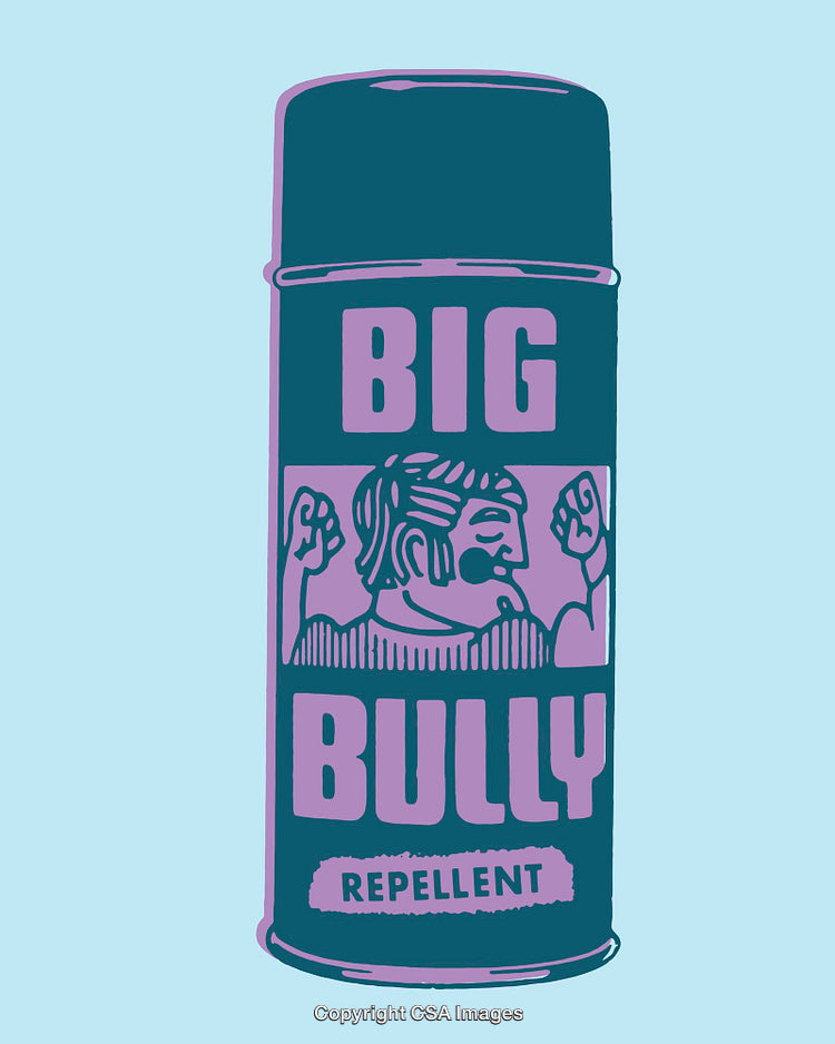 Illustration of a Big Bully Repellent Spray With Cartoon-Style Designs