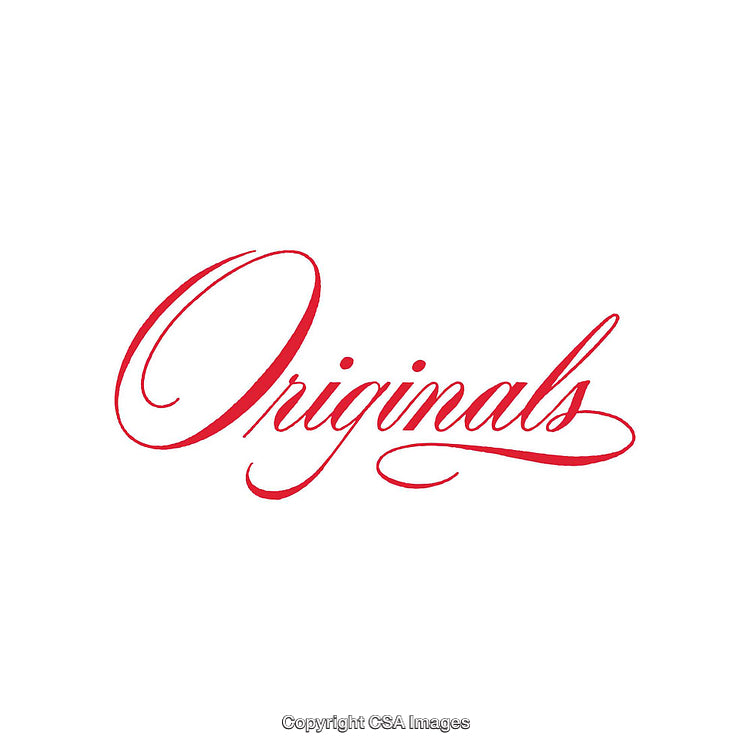 Elegant Red Cursive Script Featuring the Word Originals on White Background