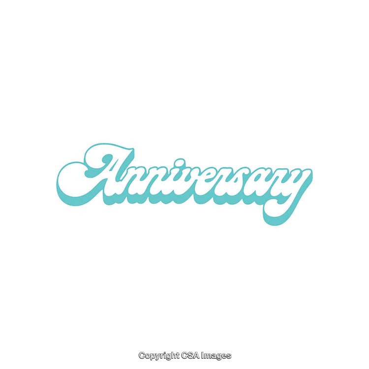 Elegant Turquoise Anniversary Word Design on a Clean White Background