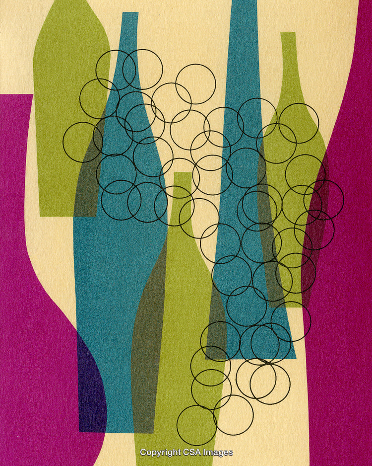 Abstract Art Featuring Colorful Bottle Shapes with Overlapping Circles