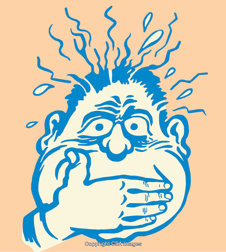 Expressive Line Art of a Surprised Face with Bold Colors