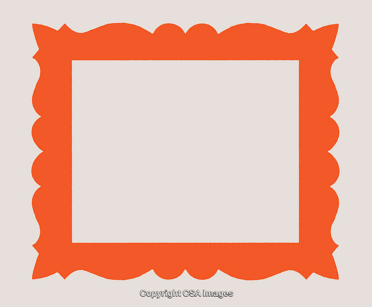 Orange Decorative Frame Line Art on a Light Background