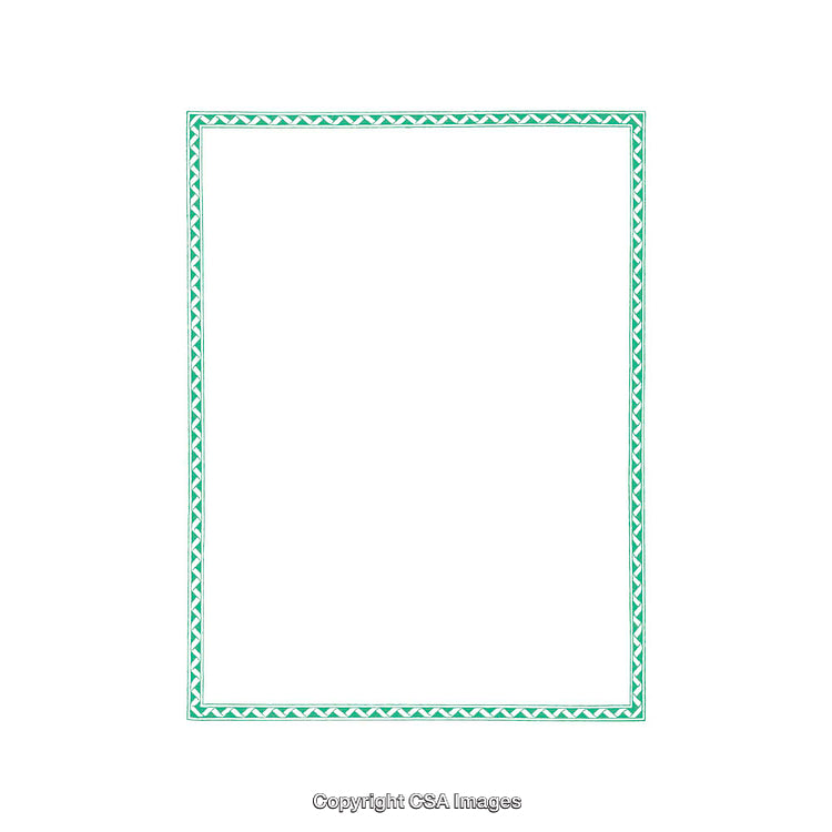 Green Patterned Frame on White Background With Decorative Border Illustration