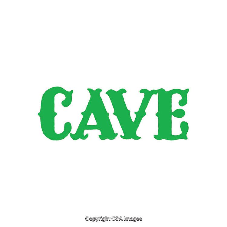 Bold Green Typeface with the Word 'CAVE' Printed on White Background