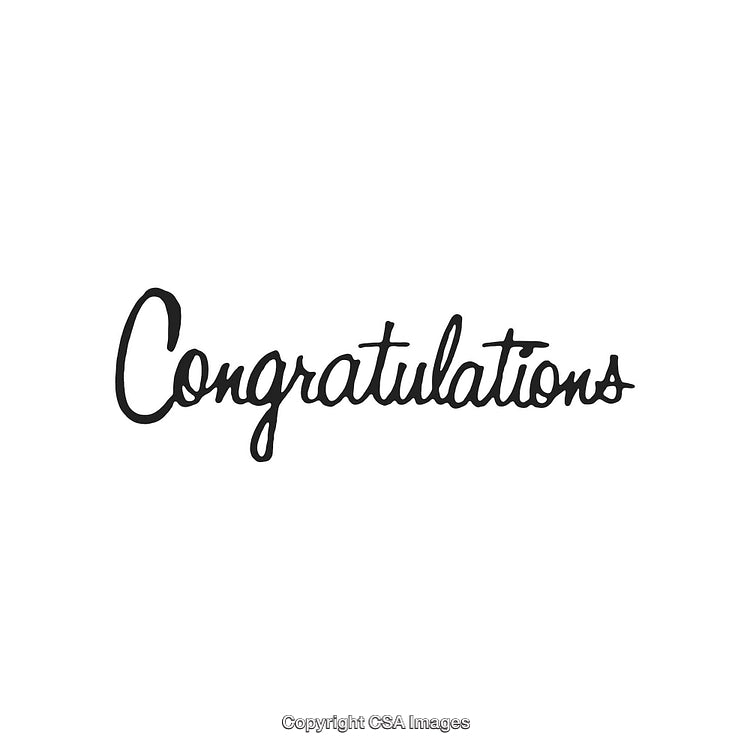 Elegant Calligraphy Text Design Saying Congratulations on a White Background