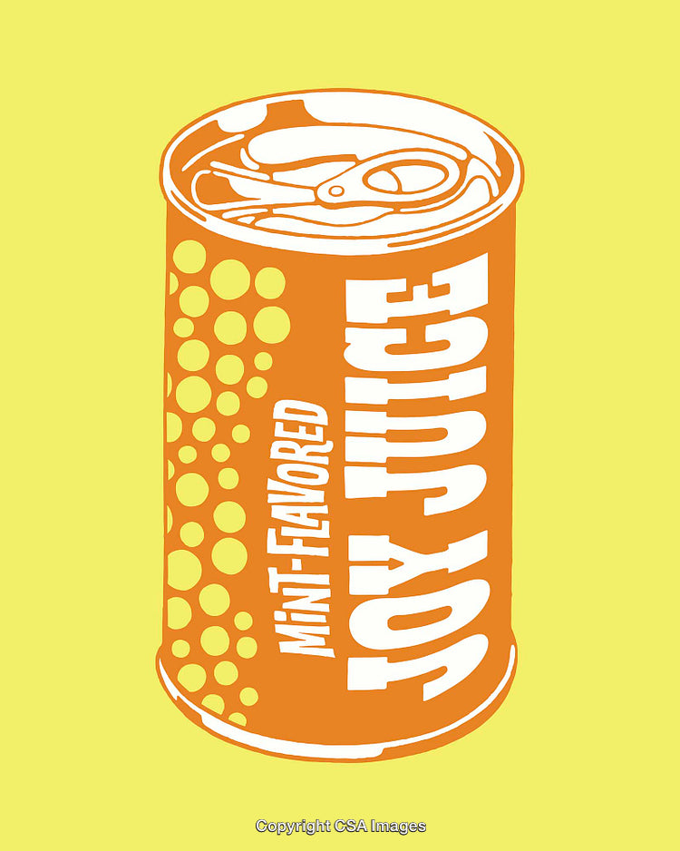 Vibrant Line Art Illustration of a Mint-Flavored Beverage Can on Yellow Background