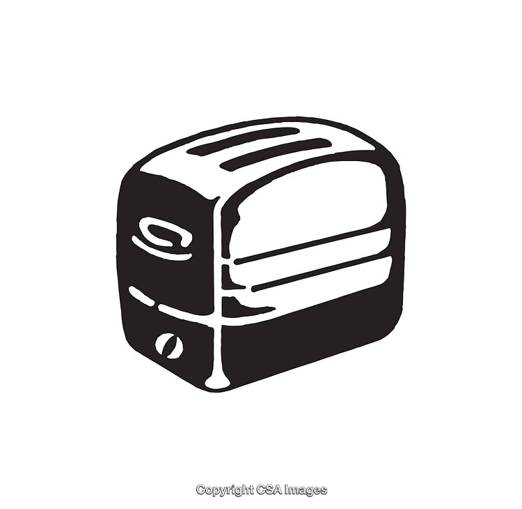 Black-And-White Line Art Illustration of a Toaster Design