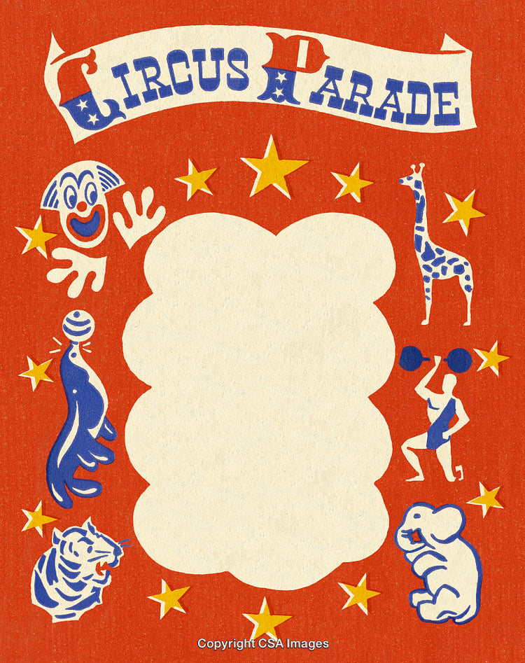 Vintage Circus Parade Poster with Illustrated Animals and Performers