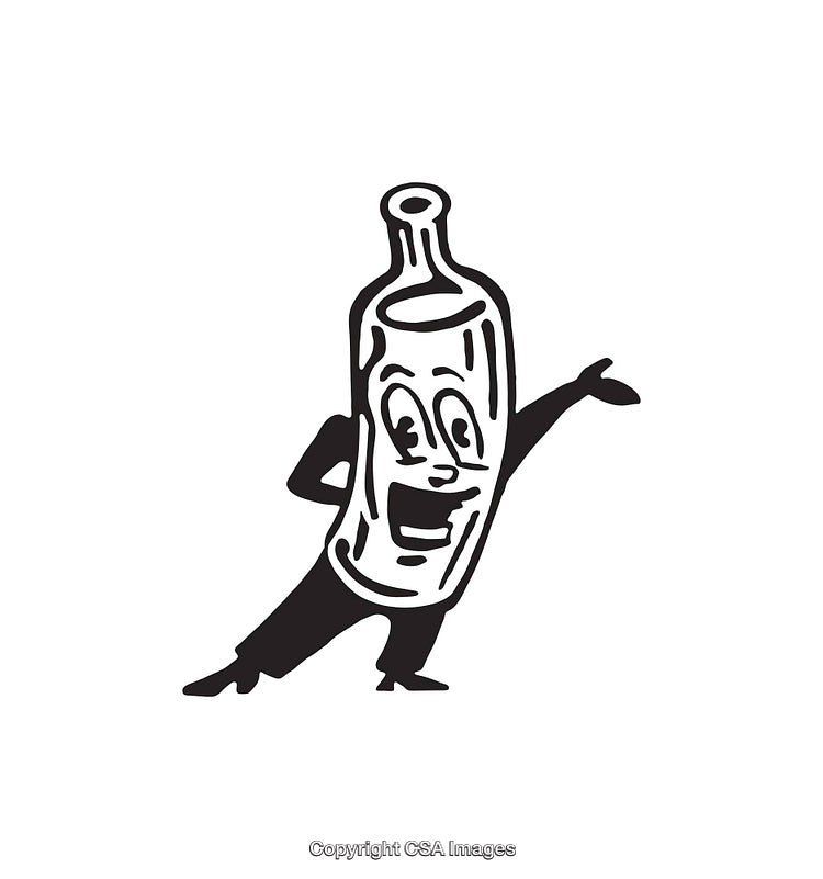 Cartoon Illustration of a Bottle Character with a Joyful Expression