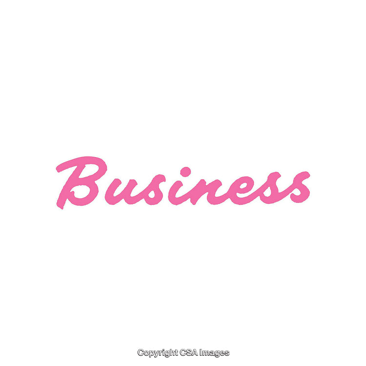 Pink Handwritten Business Word Art with White Background Display
