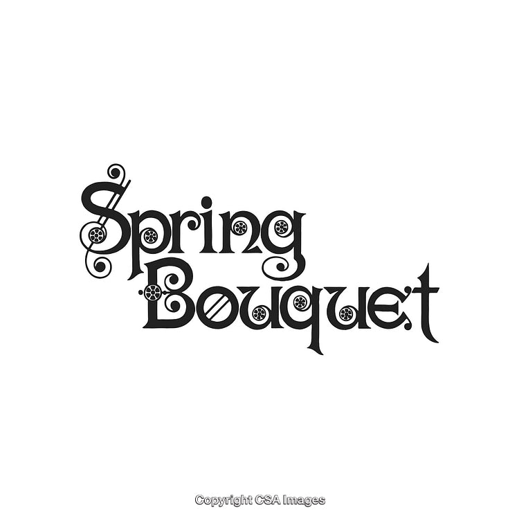 Stylized Black and White Floral Spring Bouquet Typography Design
