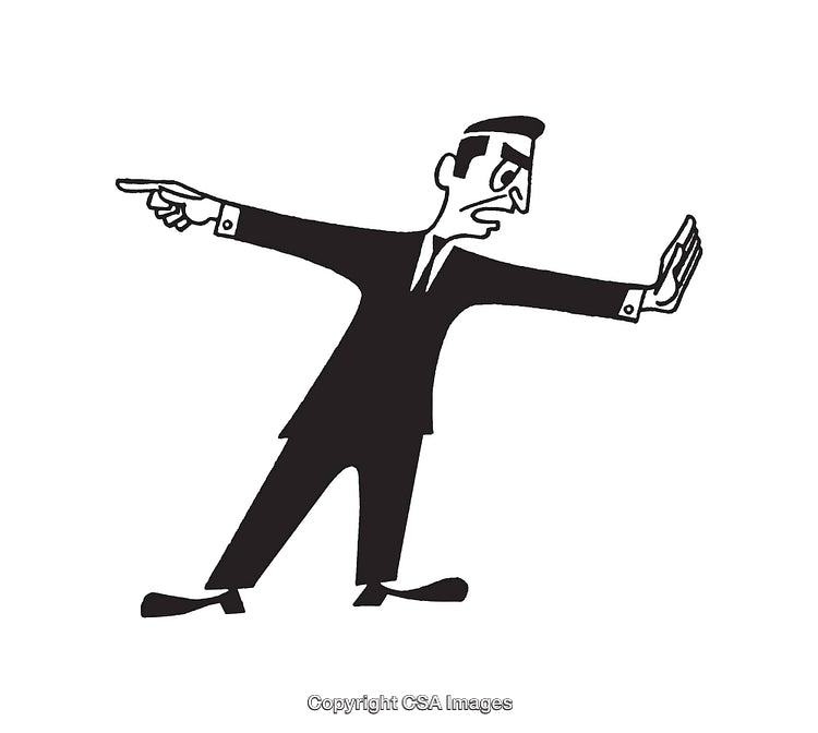 Vintage Styled Black and White Line Art Man in Business Suit